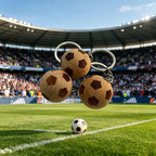 Wooden Soccer Ball Keychain, Mini Football Keyring, Beechwood Car Key Accessory