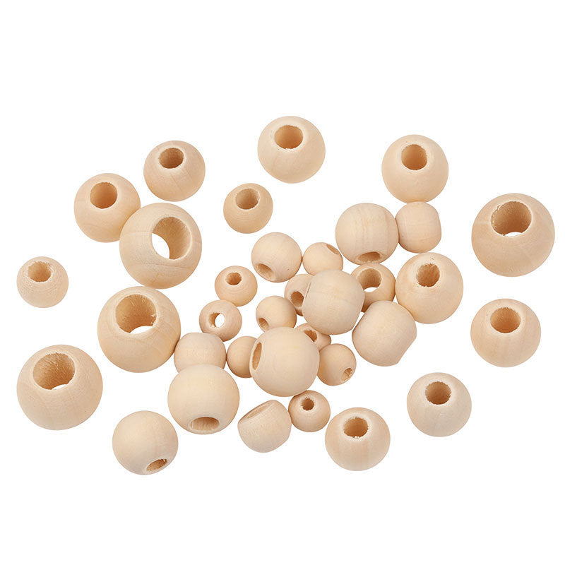 Natural Wooden Beads, 100-Pack, 10-30mm Diameter, DIY Crafting, Jewelry Making