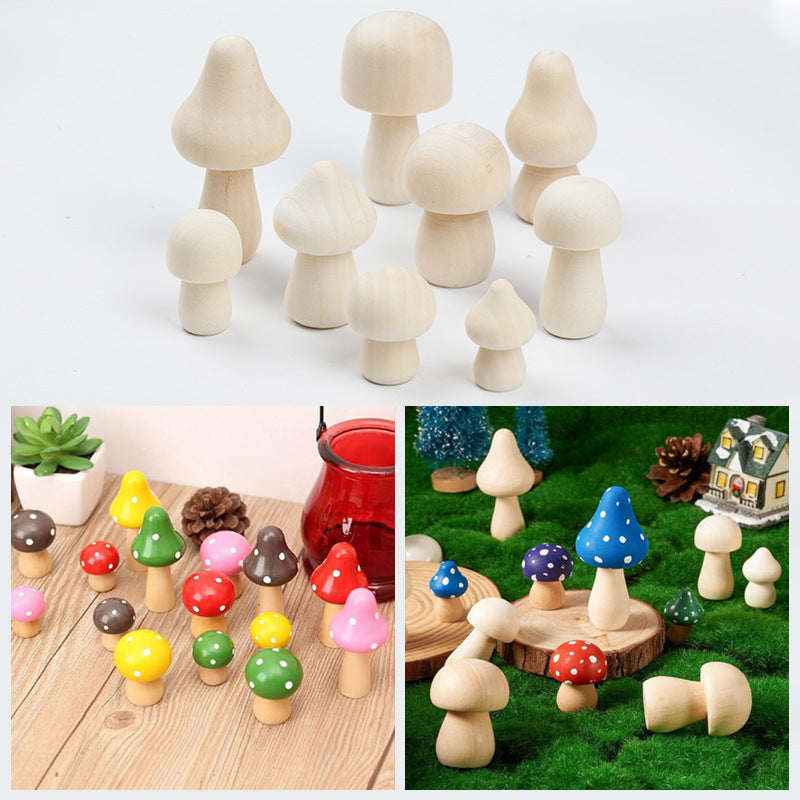 Natural Wooden Mushroom Craft Set, 100-Piece DIY Kids Painting Kit, Simple Style Home Decor