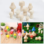 Natural Wooden Mushroom Craft Set, 100-Piece DIY Kids Painting Kit, Simple Style Home Decor