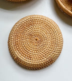 Handwoven Rattan Fruit Basket, Natural Woven Storage Bowl for Bread, Vegetables, Home Decor, Farmhouse Style, 3 Sizes (Small 7.5", Medium 8.5", Large 10")