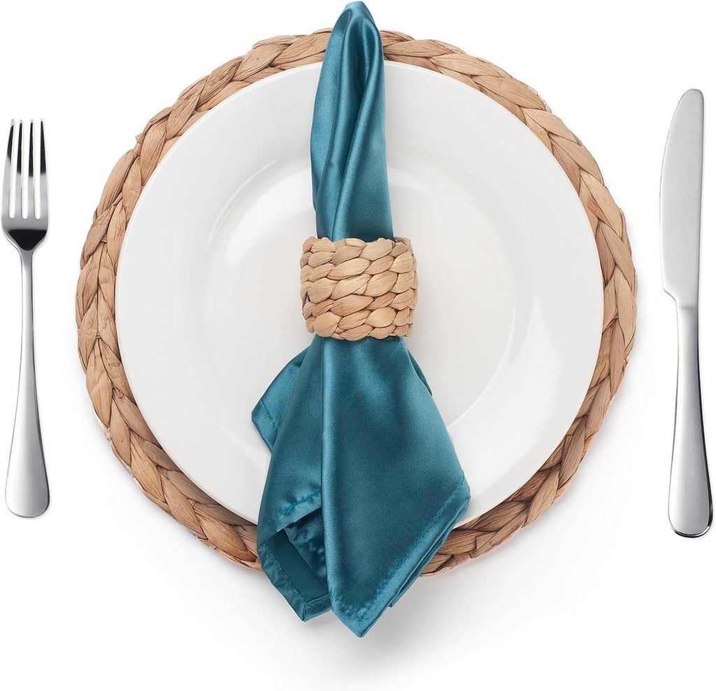 Water Hyacinth & Rush Grass Napkin Rings, Set of 1, Woven Natural Fiber Table Decor, Modern Minimalist Style