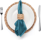 Water Hyacinth & Rush Grass Napkin Rings, Set of 1, Woven Natural Fiber Table Decor, Modern Minimalist Style